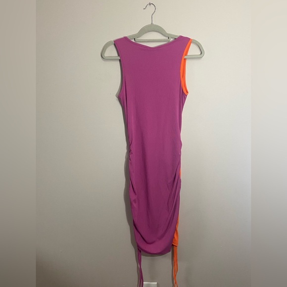 NWT Verdusa Women's Color Block Drawstring Ruched Ribbed Bodycon Dress .Size M - Picture 5 of 10